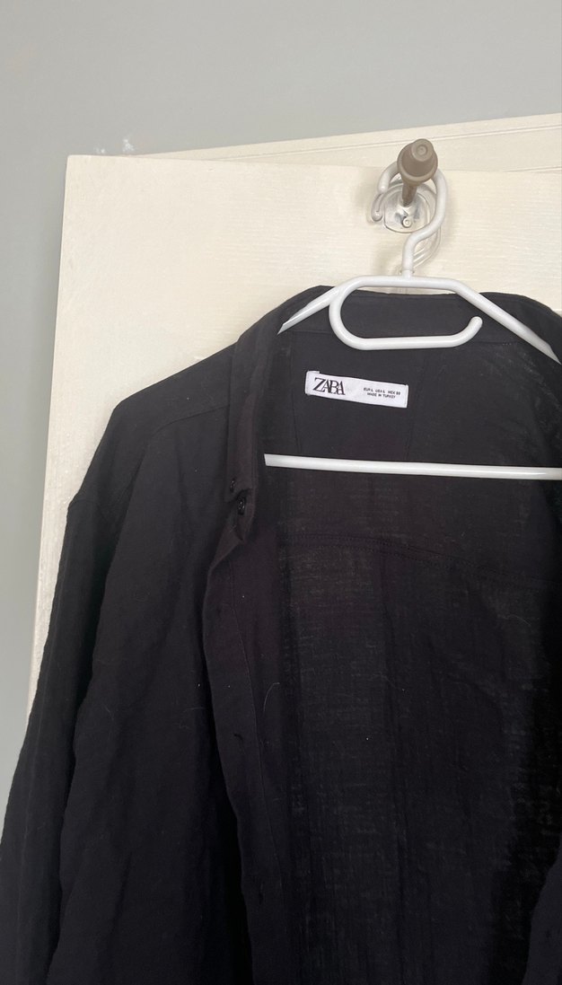 Siyah erkek Keten Gömlek - Görsel 2