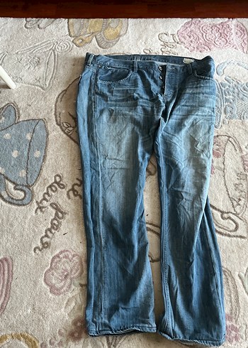 Düğmeli Gri Kadın Bol Kesim Midi Kot Pantolon - Görsel 2