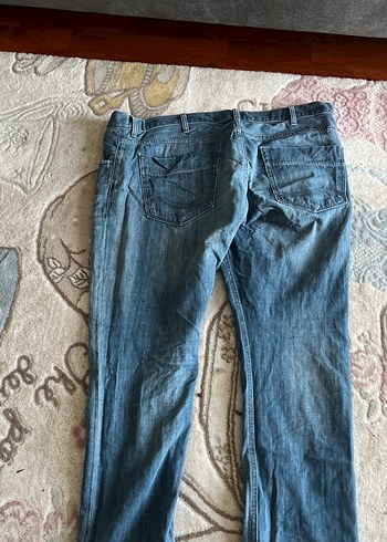 Düğmeli Gri Kadın Bol Kesim Midi Kot Pantolon - Görsel 3