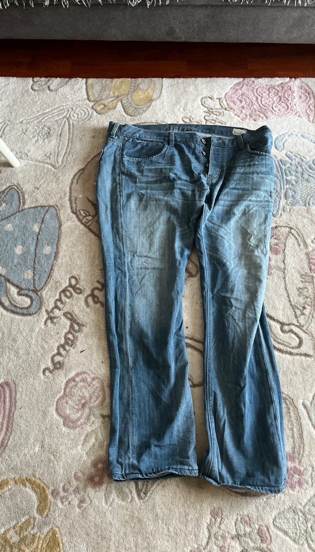 Düğmeli Gri Kadın Bol Kesim Midi Kot Pantolon - Görsel 2