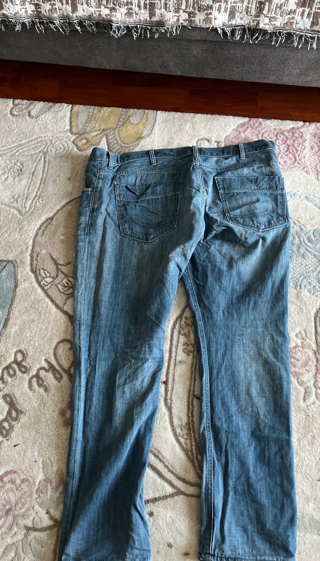 Düğmeli Gri Kadın Bol Kesim Midi Kot Pantolon - Görsel 3