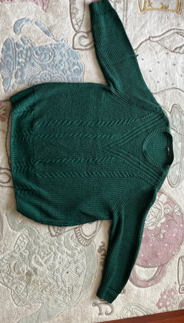 Kadın Örgü Yeşil Bohem Kazak - Görsel 2