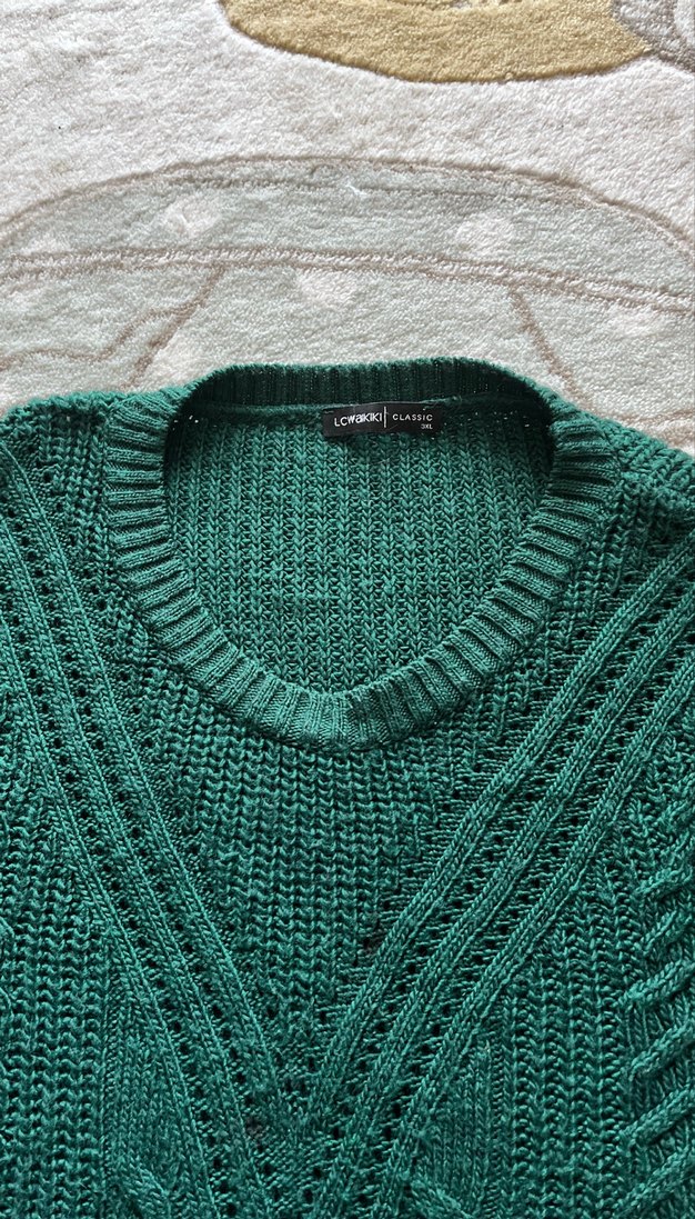 Kadın Örgü Yeşil Bohem Kazak - Görsel 3