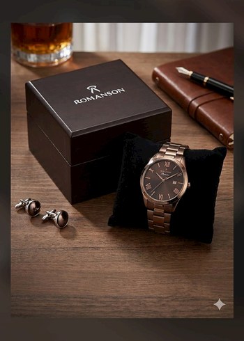 Romanson Rose Gold Erkek Saat Seti