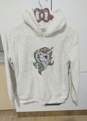 12-13 Yaş Beden beyaz Renk 12.13 yaş lcwaikiki polar kapşonlu sweatshirt