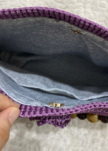 Zara Boncuk Detaylı Mor Örgü Kadın Çanta
