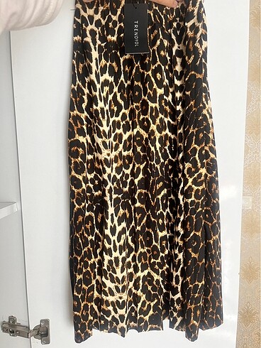 Leopar desenli midi etek