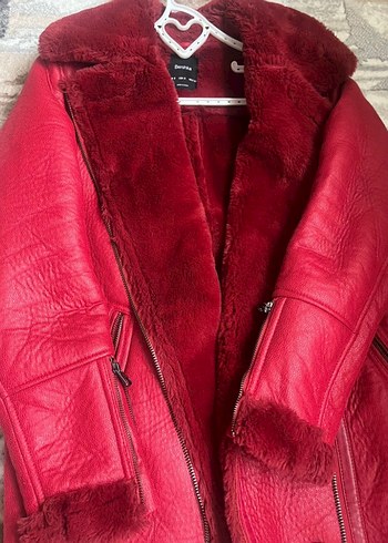Bershka Kırmızı Deri Biker Ceket - Görsel 2