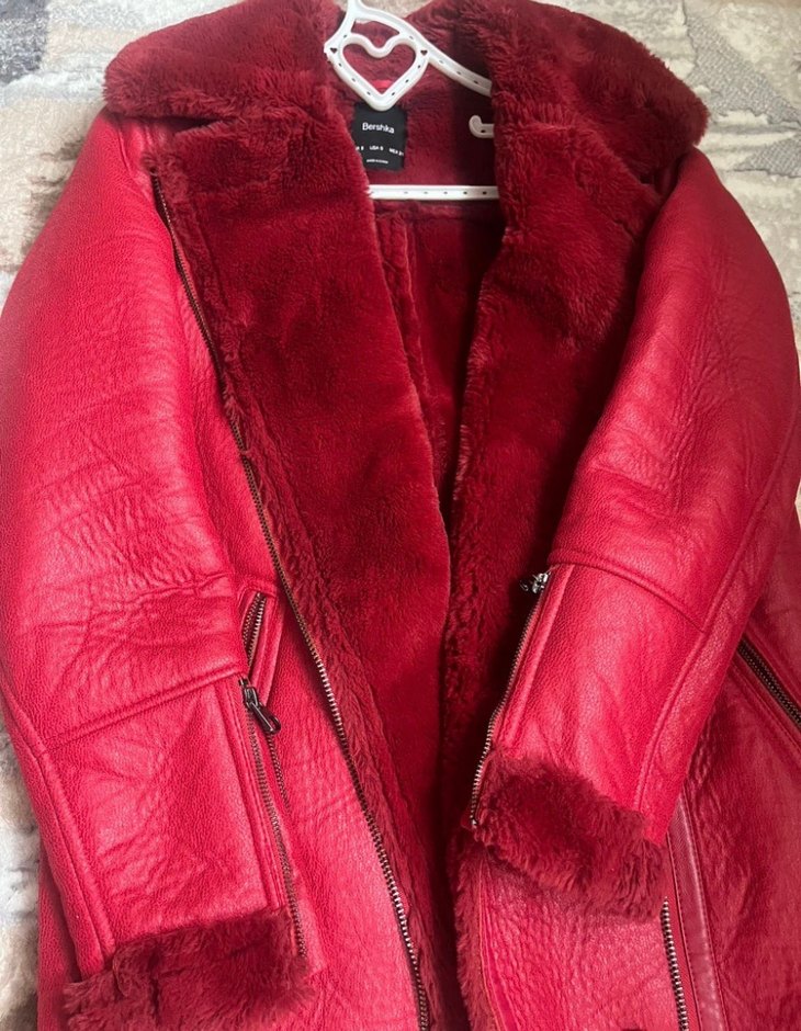 Bershka Kırmızı Deri Biker Ceket - Görsel 2