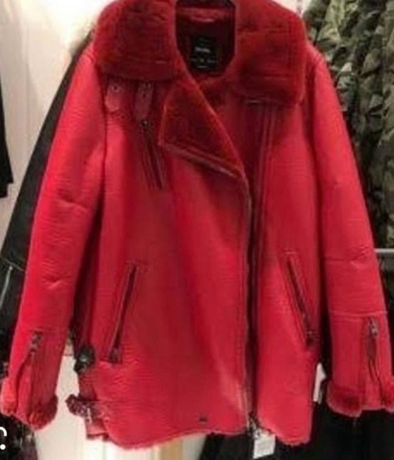 Bershka Kırmızı Deri Biker Ceket - Görsel 3