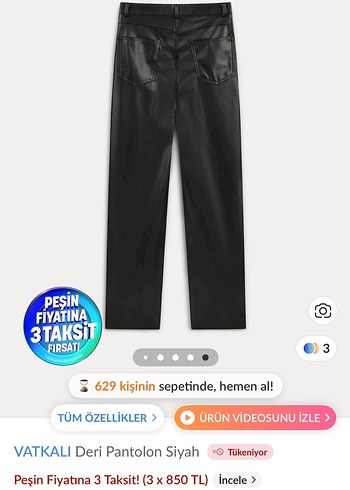 Siyah Vatkalı Deri Pantolon - Görsel 3