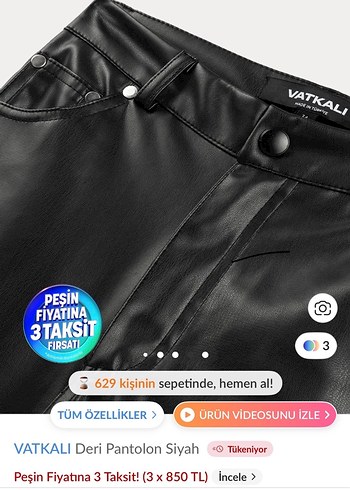 Siyah Vatkalı Deri Pantolon - Görsel 2