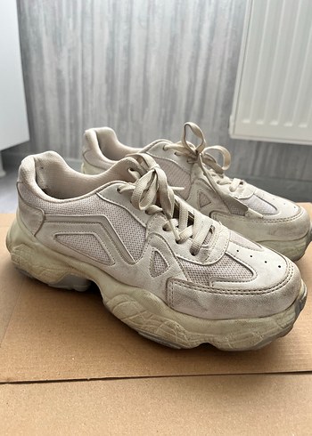 Beyaz Bağcıklı Kadın Platform Spor Ayakkabı - Görsel 3