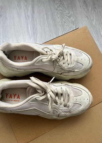 Beyaz Bağcıklı Kadın Platform Spor Ayakkabı - Görsel 4