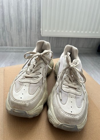 Beyaz Bağcıklı Kadın Platform Spor Ayakkabı - Görsel 2