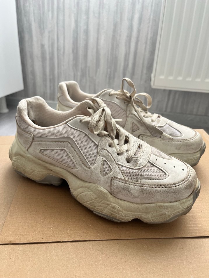 Beyaz Bağcıklı Kadın Platform Spor Ayakkabı - Görsel 3