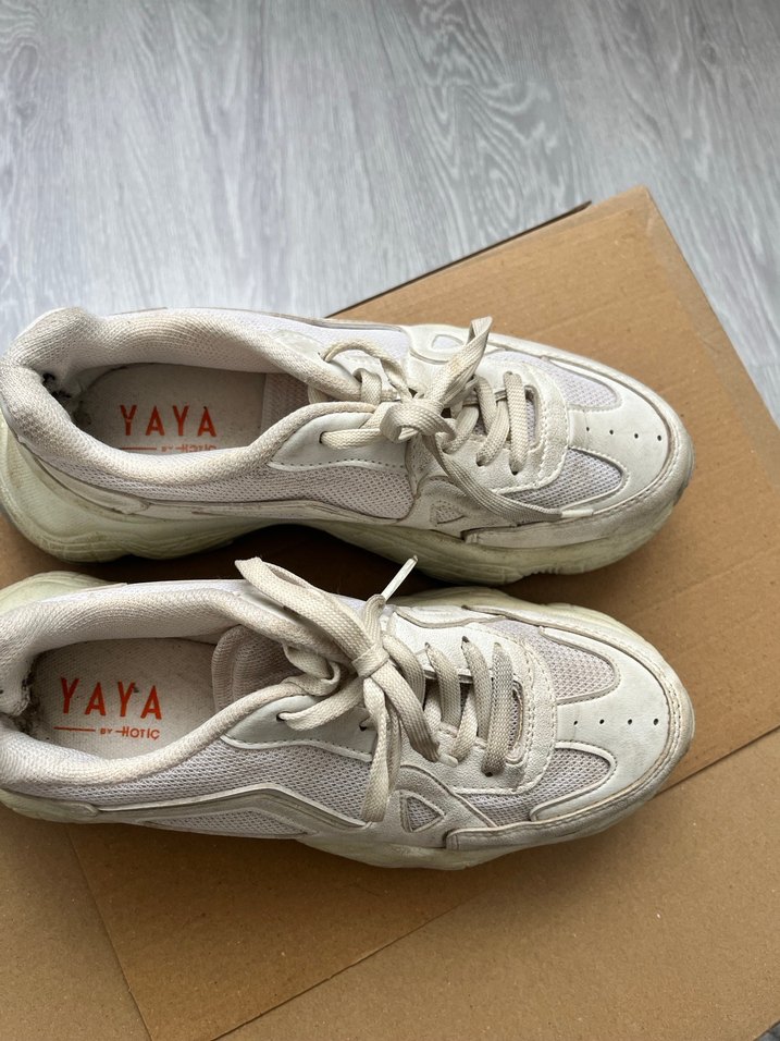 Beyaz Bağcıklı Kadın Platform Spor Ayakkabı - Görsel 4