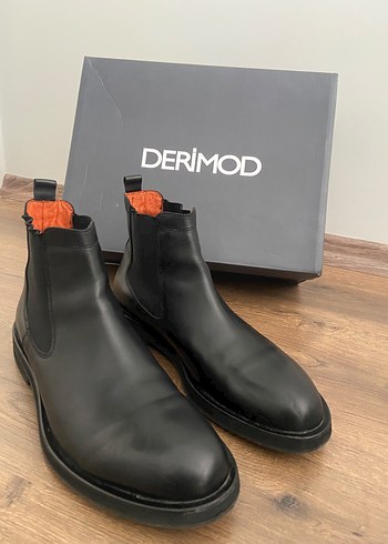 Derimod Siyah Deri Chelsea Bot