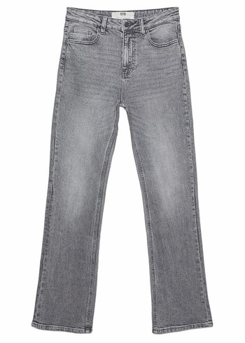 Stradivarius Yuksek Bel Gri Denim Jean