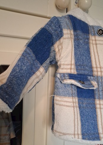 Düğmeli Erkek Çocuk Mavi Ekose Ceket - Görsel 3