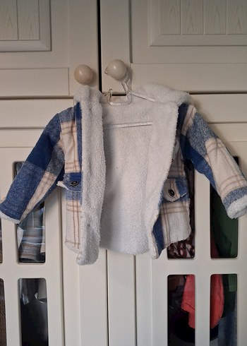 Düğmeli Erkek Çocuk Mavi Ekose Ceket - Görsel 4