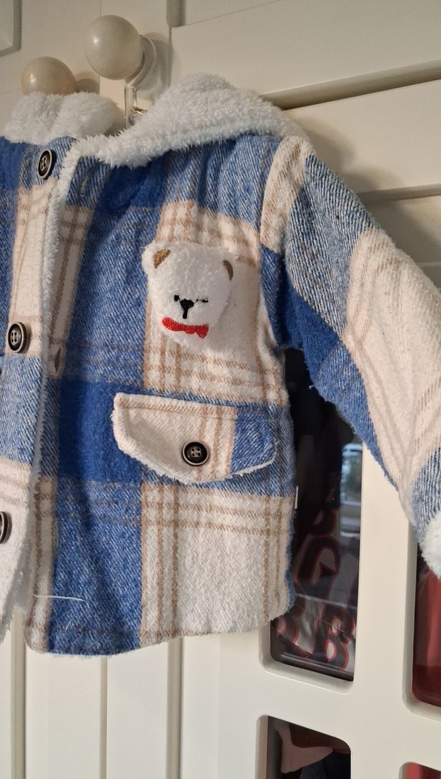 Düğmeli Erkek Çocuk Mavi Ekose Ceket - Görsel 2