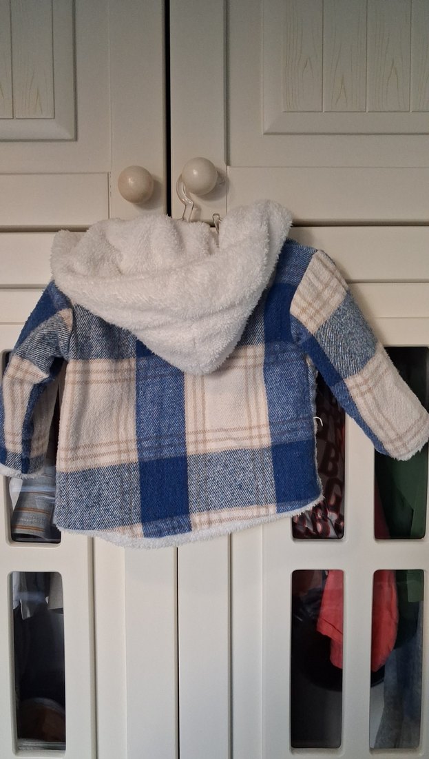 Düğmeli Erkek Çocuk Mavi Ekose Ceket - Görsel 5