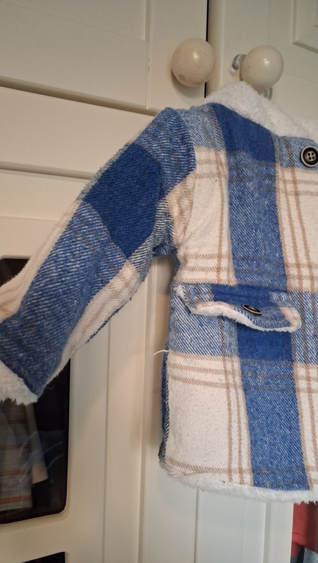 Düğmeli Erkek Çocuk Mavi Ekose Ceket - Görsel 3