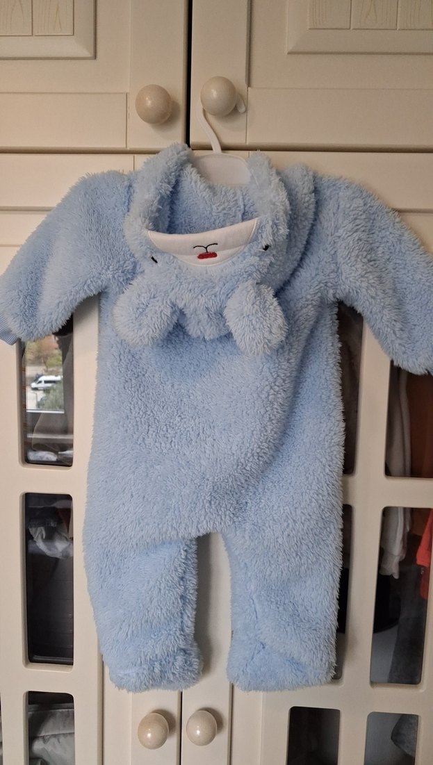 Mavi Erkek Bebek Triko Tulum 3-6 ay uyumlu - Görsel 3