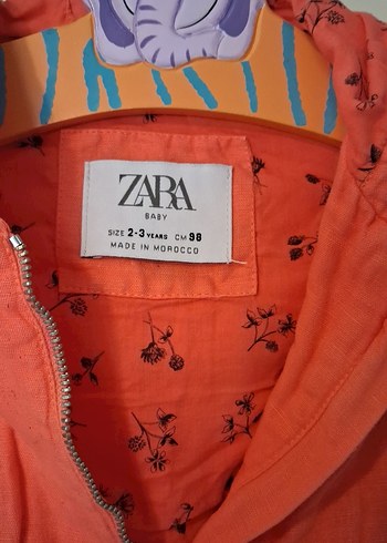 Turuncu Kız Çocuk Keten Ceket - Görsel 2