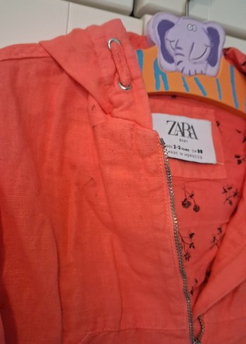 Turuncu Kız Çocuk Keten Ceket - Görsel 3