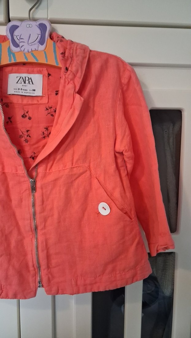 Turuncu Kız Çocuk Keten Ceket - Görsel 5