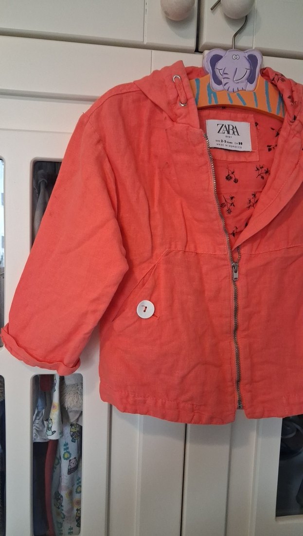 Turuncu Kız Çocuk Keten Ceket - Görsel 4