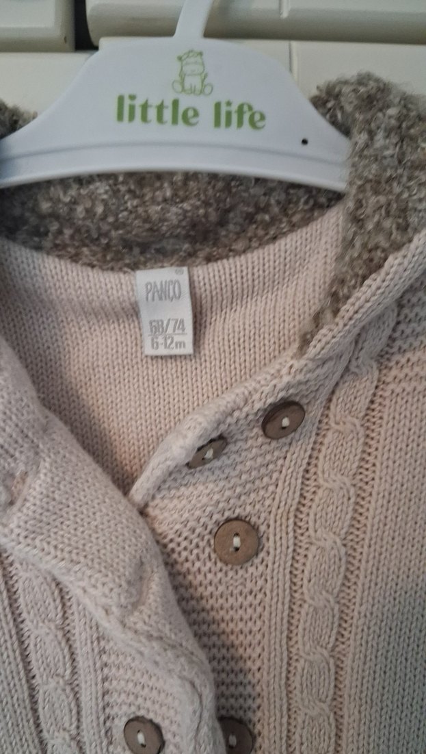 Bej Uzun Kollu Örgü Kız Hırka - Görsel 2