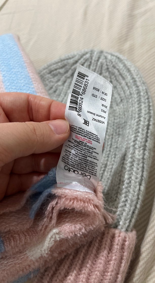 Gri Pembe Örgü Kadın Bere - Görsel 2