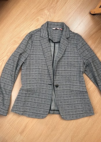 Zara Gri Ekose Klasik Blazer Ceket