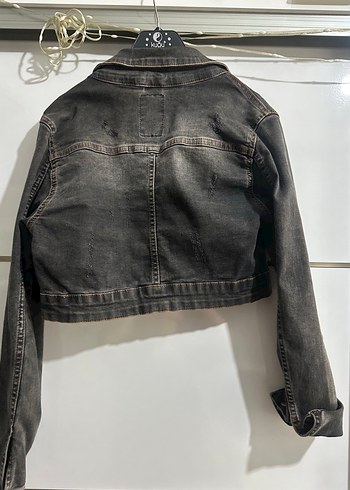 Kadın Gri Batik Desenli Denim Ceket - Görsel 3