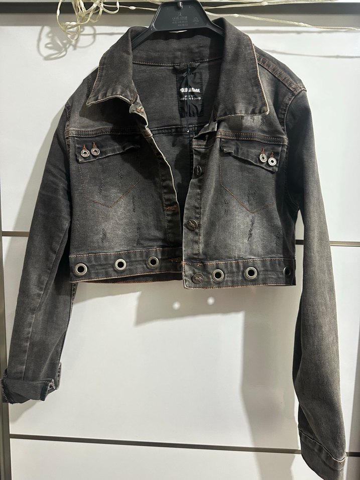 Kadın Gri Batik Desenli Denim Ceket - Görsel 4