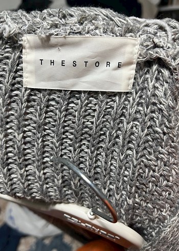 Gri Örgü Kadın Hırka, Boğazlı, Rahat Kesim - Görsel 2
