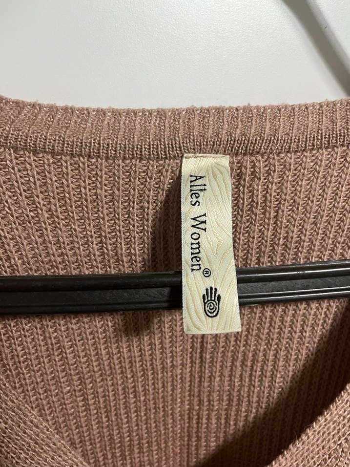 V Yaka Bej Triko Kadın tunik - Görsel 2