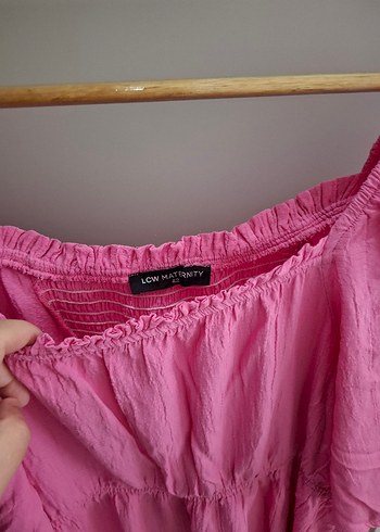 LC Waikiki Pembe Midi Bohem Keten Elbise