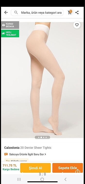 Standart Beden Beden Calzedonia külotlu çorap