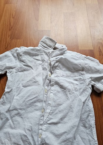 Erkek Keten Kısa Kollu Düğmeli Gömlek - Görsel 3