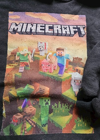 Minecraft Baskılı Siyah Erkek Sweatshirt - Görsel 2