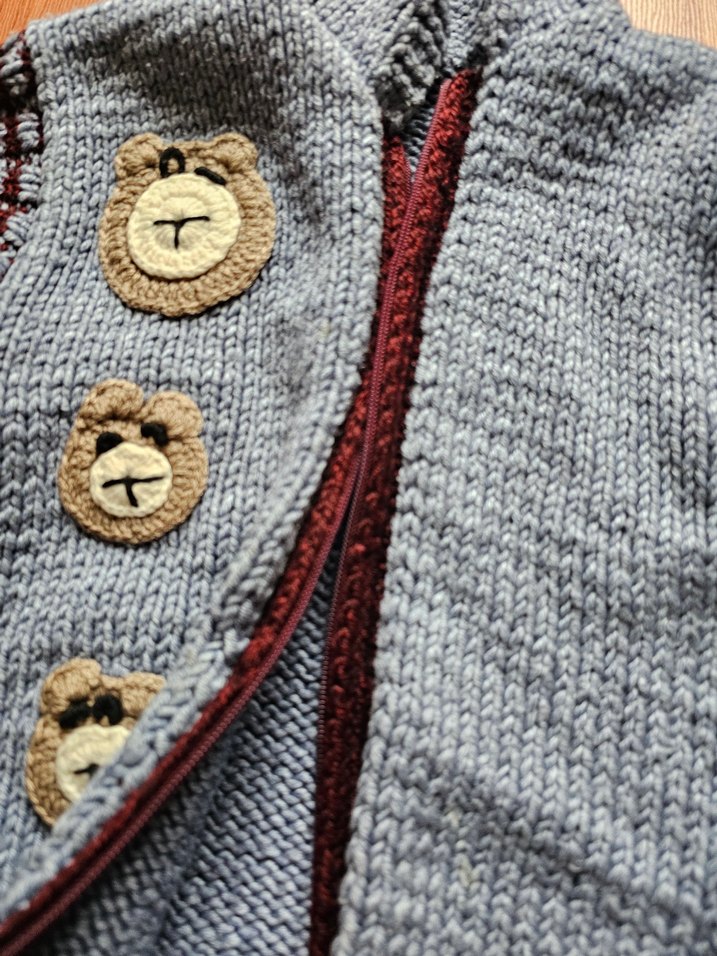 Kapüşonlu Gri Erkek Çocuk Triko Yelek - Görsel 2