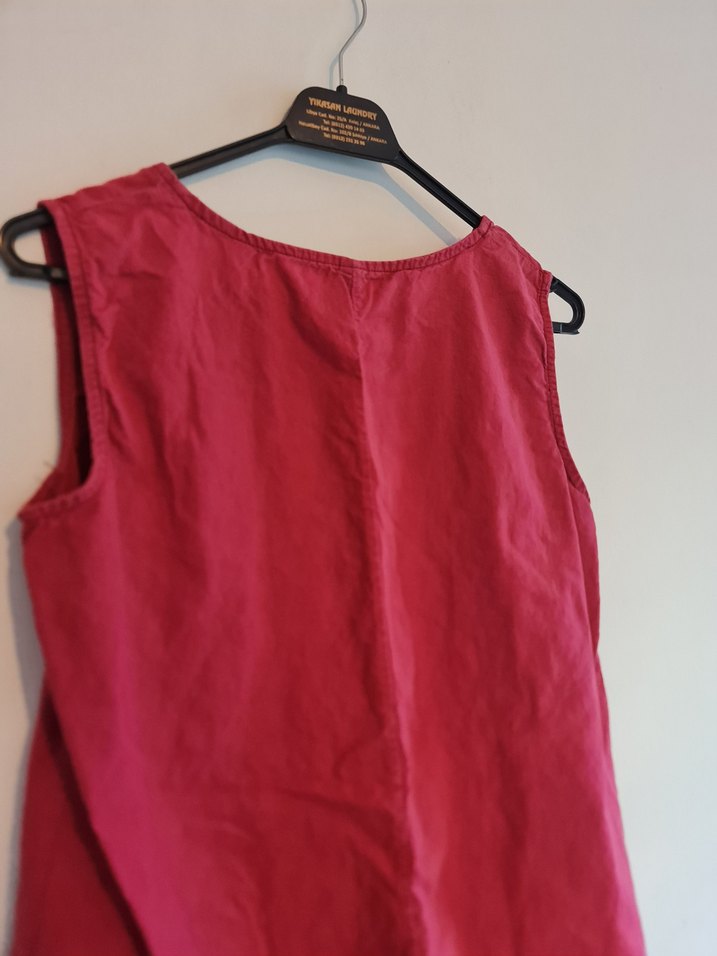 Kırmızı Bohem Baskılı Salaş Midi Elbise - Görsel 3