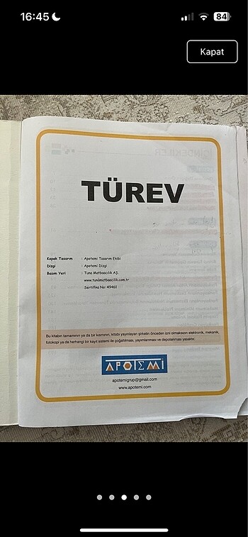 Beden APOTEMİ TÜREV fasikülü