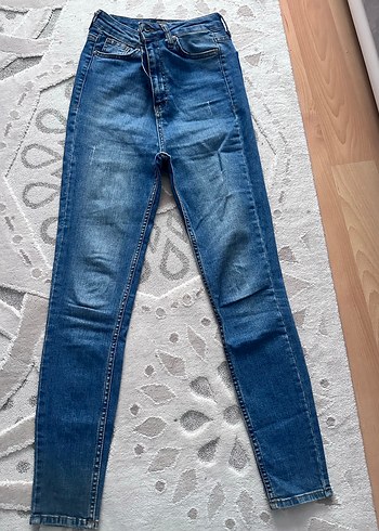Kadın Mavi Dar Kesim Midi Boy Kot Pantolon