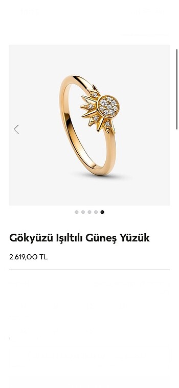Pandora gökyüzü güneş yüzük
