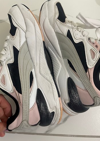 38 Beden çeşitli Renk Puma Beyaz Gri Bağcıklı Kadın Spor Ayakkabı